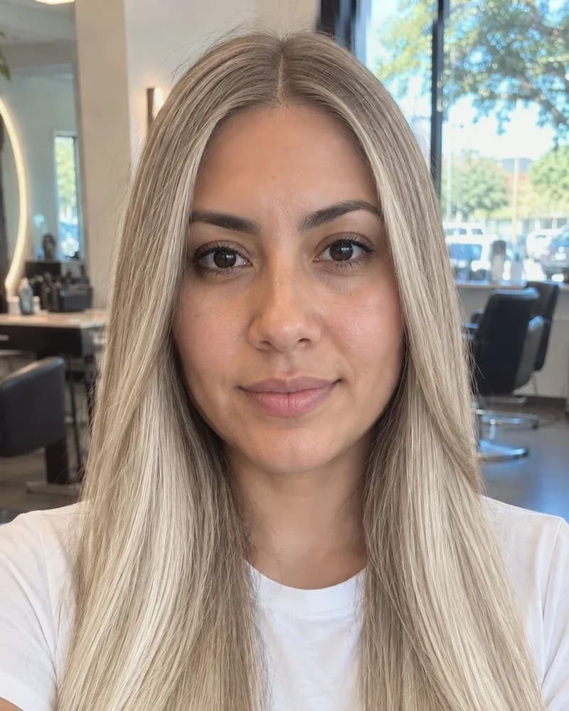 Synthetic model — after the colour correction try-on (real HairReflect output)